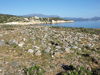 Gournia harbour: base of mud-brick tower